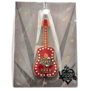 House of Blues Orlando Guitar Pin Red Stars Flames Music Venue Collectible New
